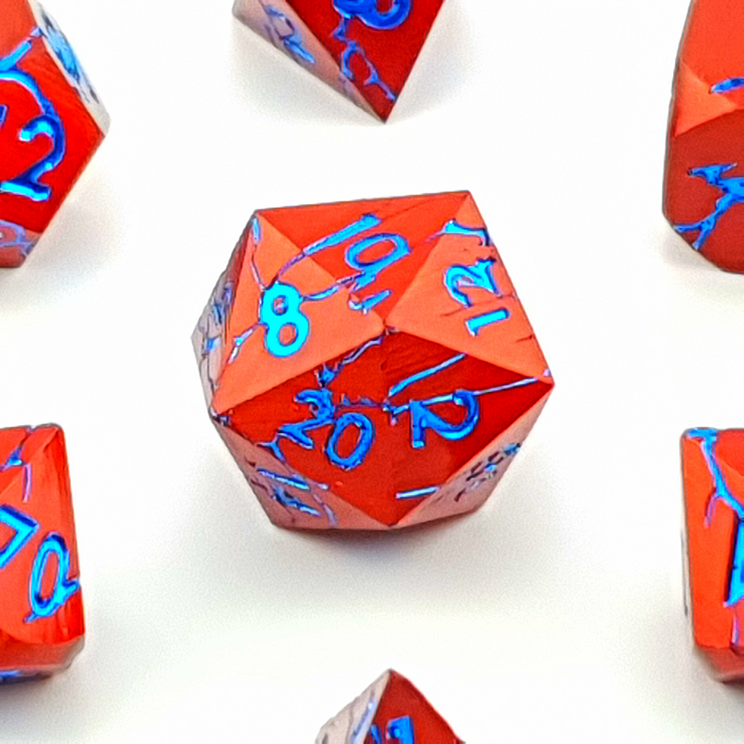 Frostfire Scar | Solid Metal Dice | 7 Piece Set