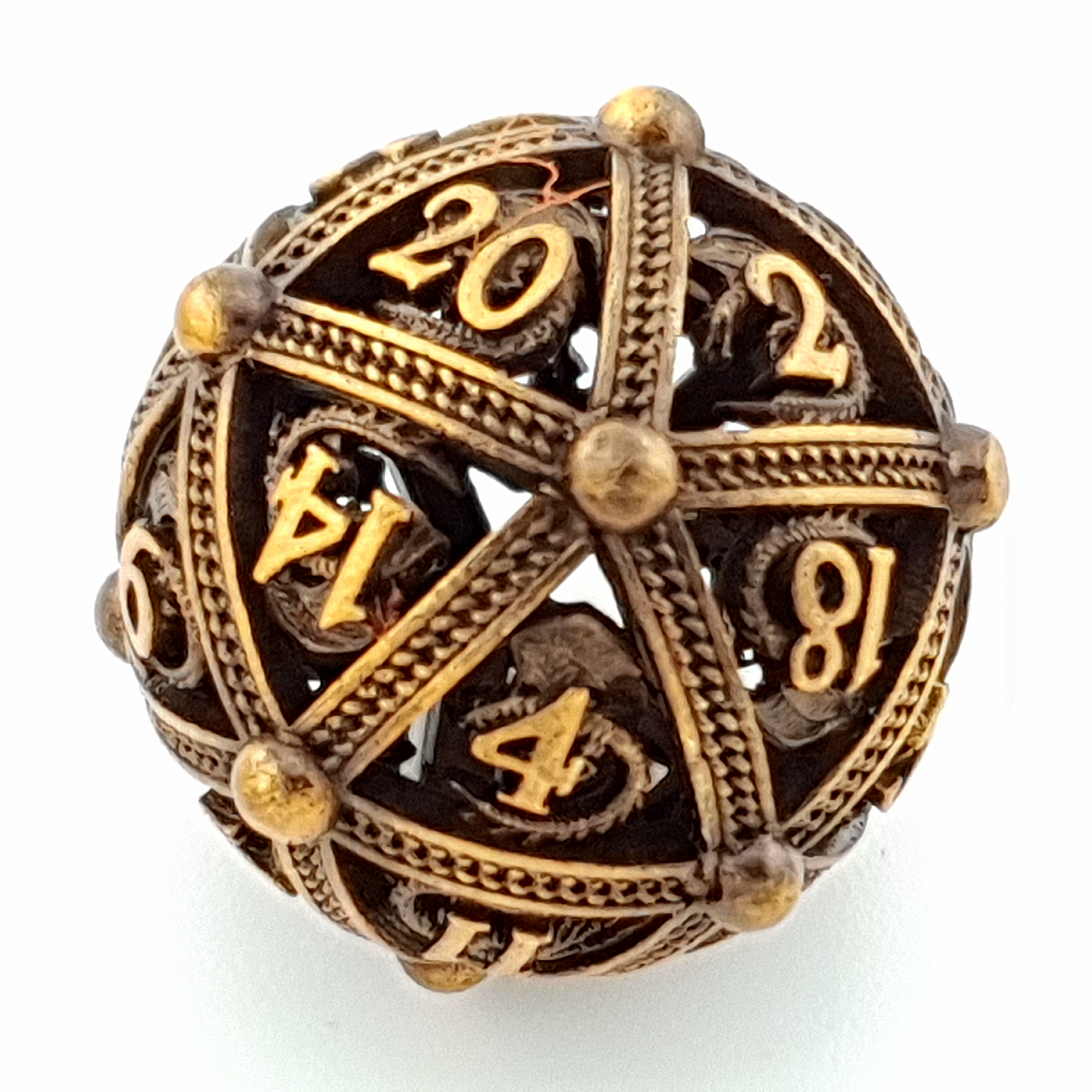 Golden Guardian | Hollow Metal Dice | 7 Piece Set