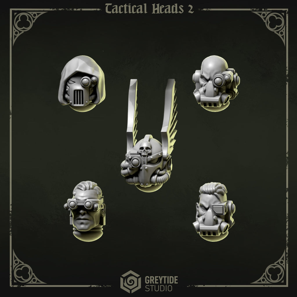 Tactical Heads & Helmets Pack 2 | Eternal Pilgrims | Conversion Bits For 28mm 32mm Sci-fi Marines