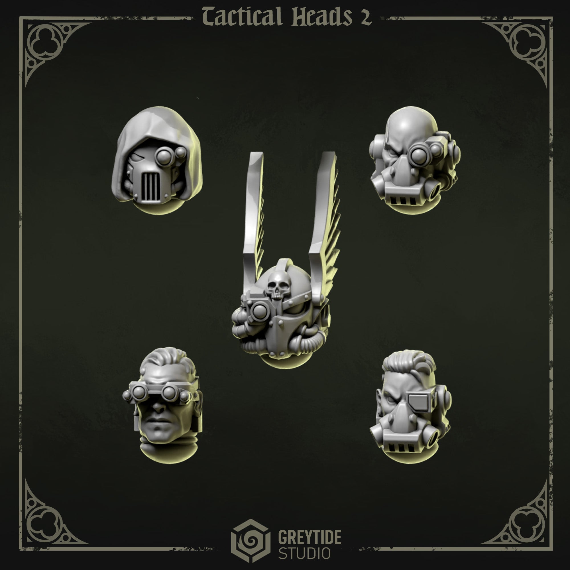 Tactical Heads & Helmets Pack 2 | Eternal Pilgrims | Conversion Bits For 28mm 32mm Sci-fi Marines