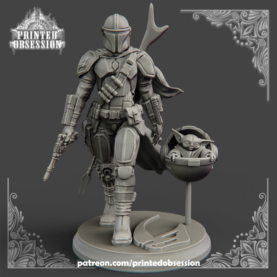 The Mandalorian (150mm) | Star Wars | Fantasy Miniature | Printed Obsession
