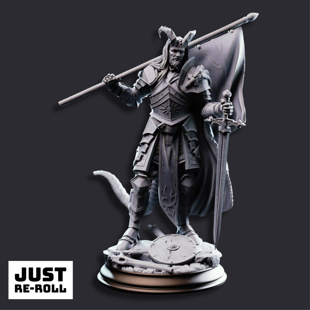 The Captain Tiefling Veteran Soldier - 3D Printed Fighter Character Miniature