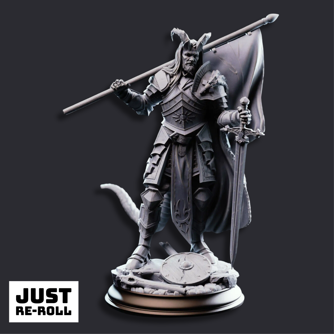 The Captain Tiefling Veteran Soldier - 3D Printed Fighter Character Miniature