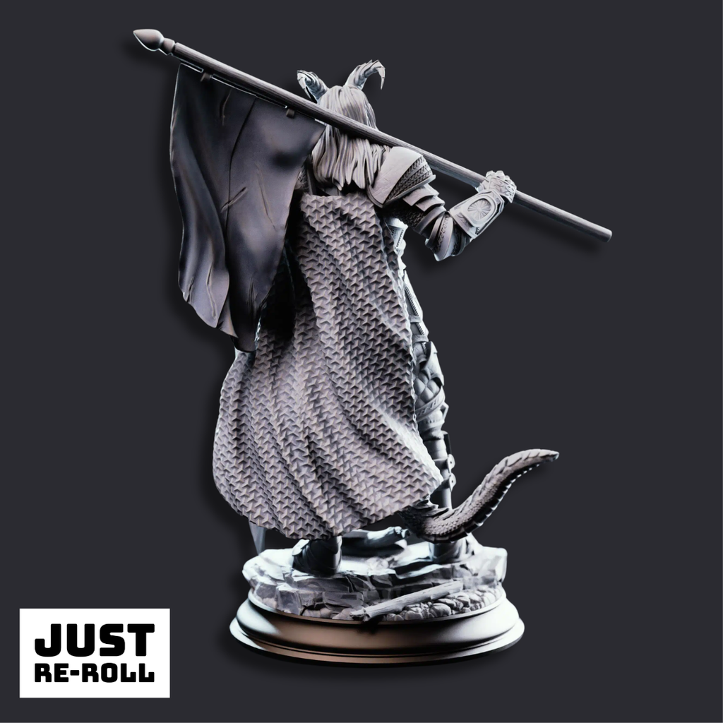 The Captain Tiefling Veteran Soldier - 3D Printed Fighter Character Miniature