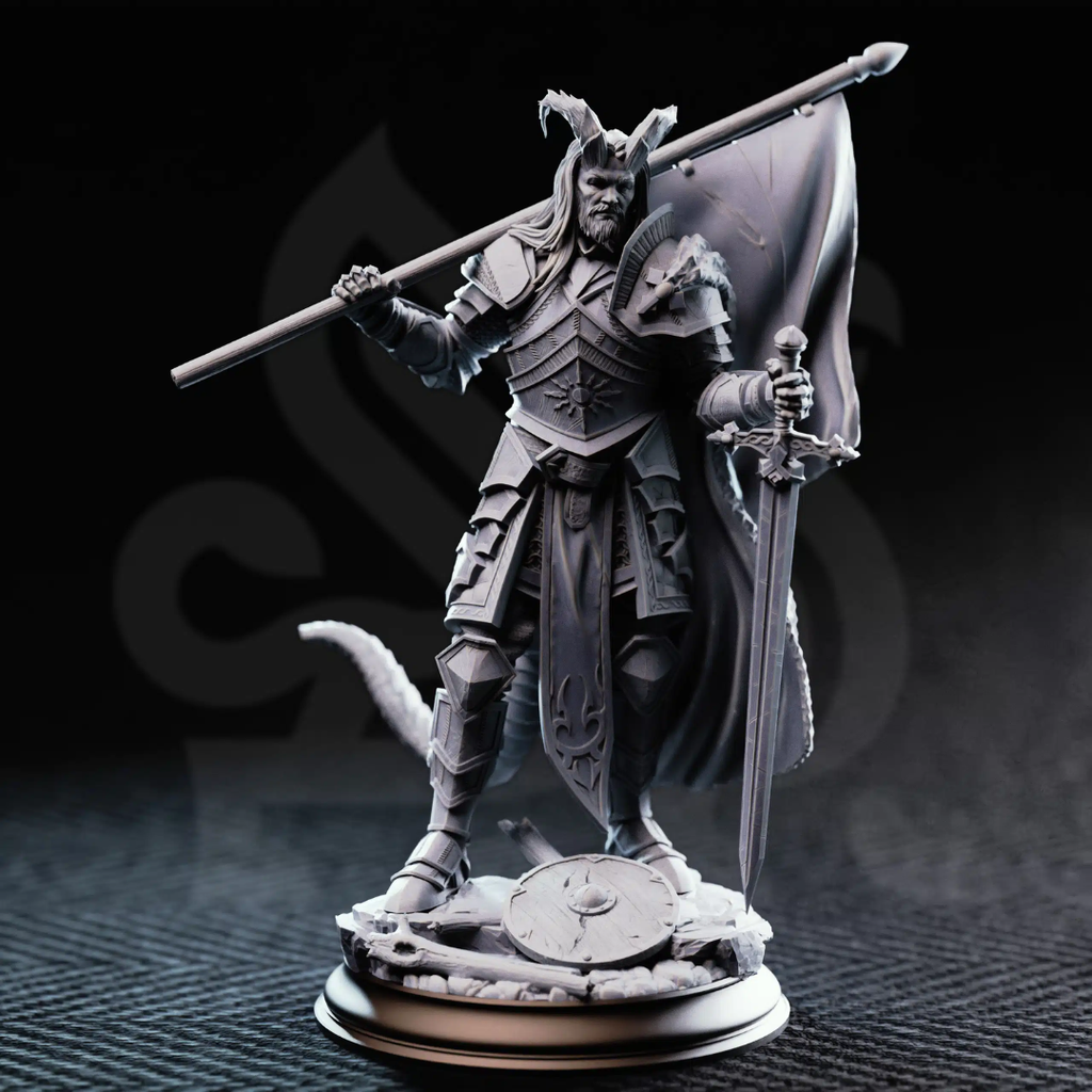 The Captain Tiefling Veteran Soldier - 3D Printed Fighter Character Miniature