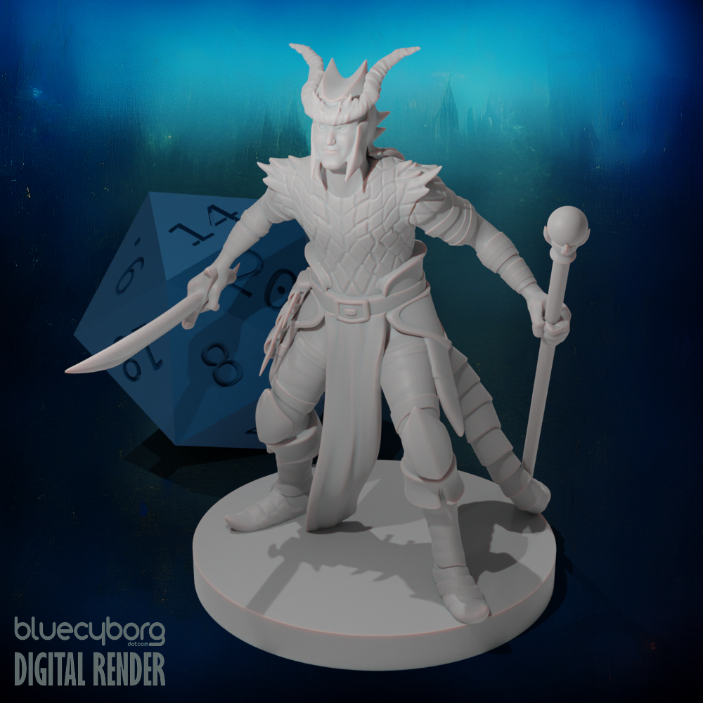 Tiefling Male Hexblade Warlock 28mm Scale Miniature