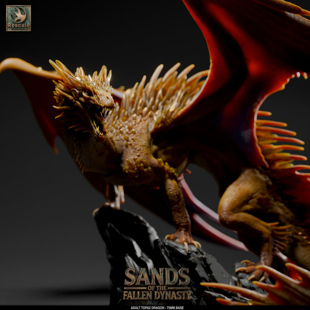 💎 Topaz Dragon (Adult) | 12K Resin 75mm Gem Dragon for D&D & RPGs 🌊