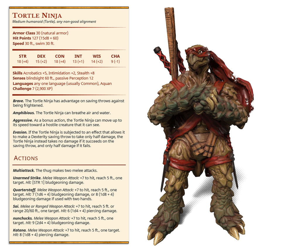 Tortle Ninja | Ninjas & Mimics | Fantasy Miniature | Printed Obsession