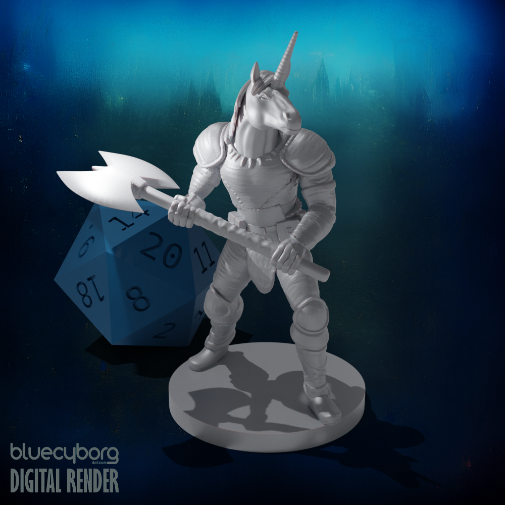 Unicorn Head Barbarian 28mm Scale Miniature
