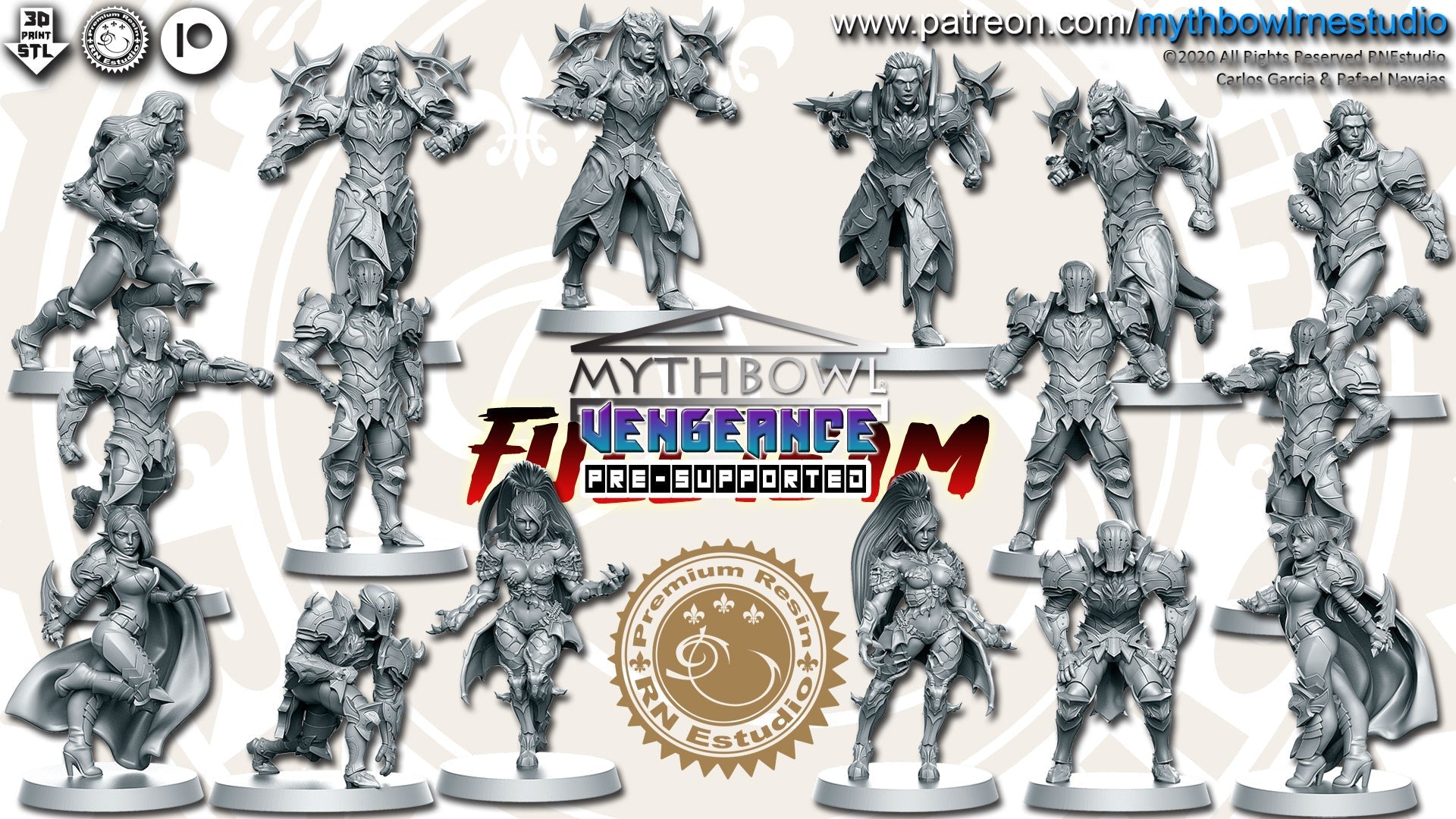 Vengence Miniatures (Full Team) | Mythbowl | Fantasy Miniature | RN Estudio