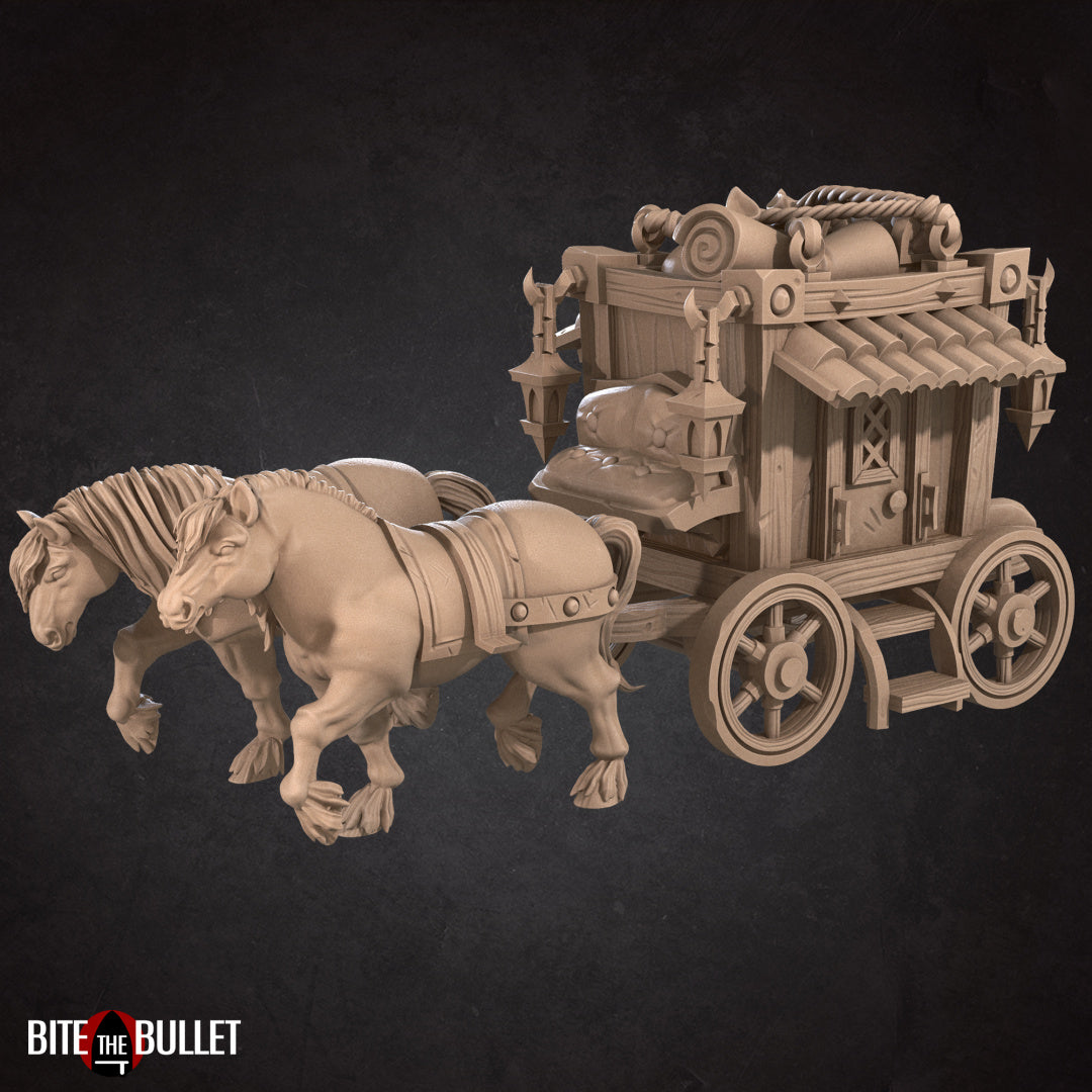 Horse & Carriage | Fantasy Miniature | Bite the Bullet