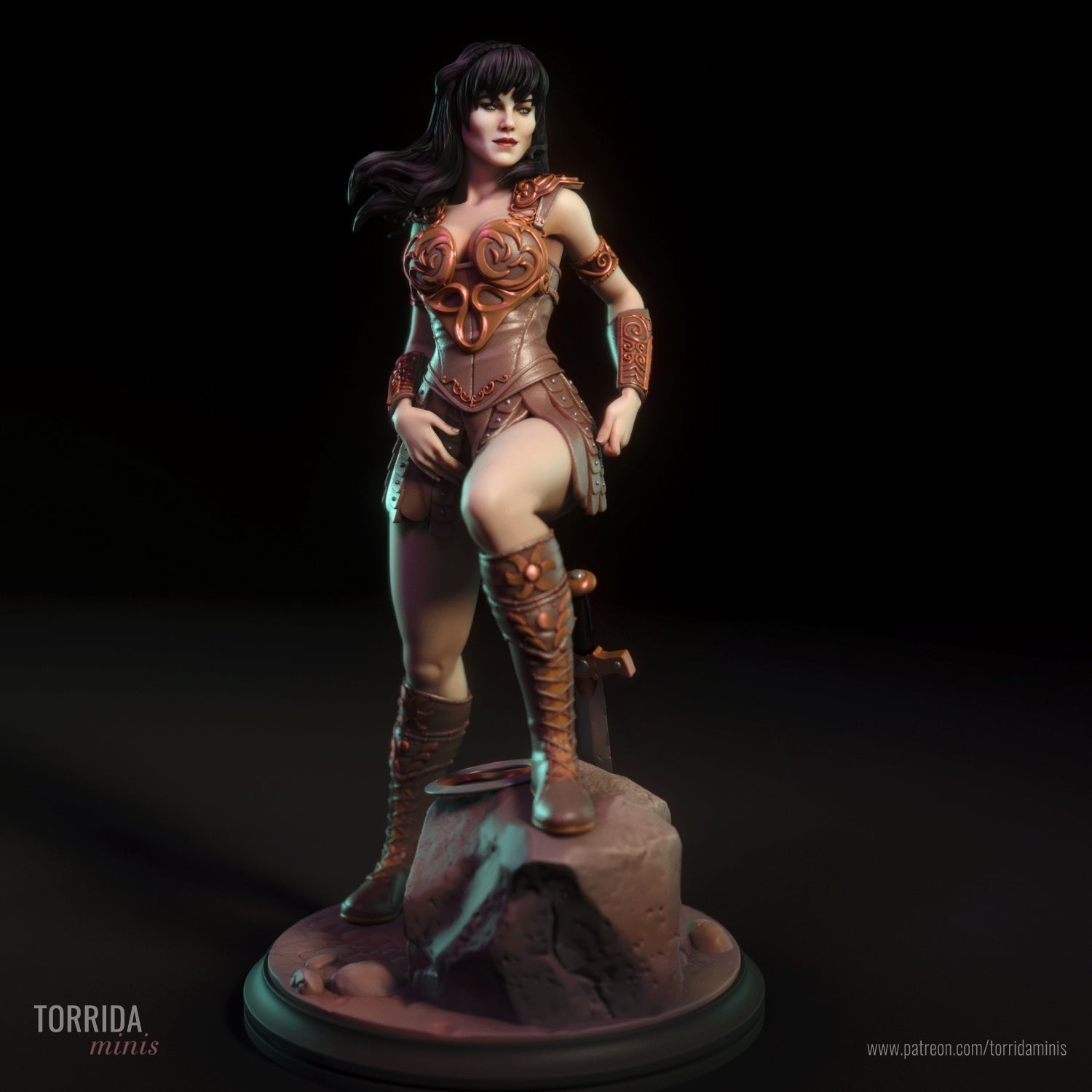 Xena | Pin-Up Statue Fan Art Miniature Unpainted | Torrida Minis