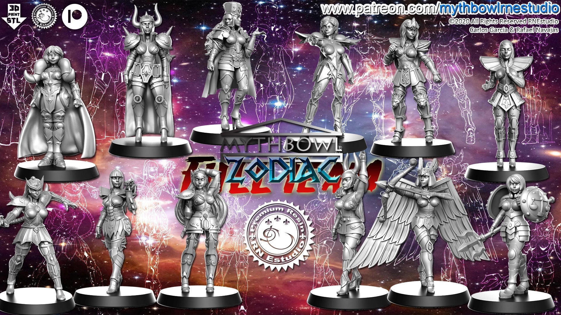 Zodiac Miniatures (Full Team) | Mythbowl | Fantasy Miniature | RN Estudio
