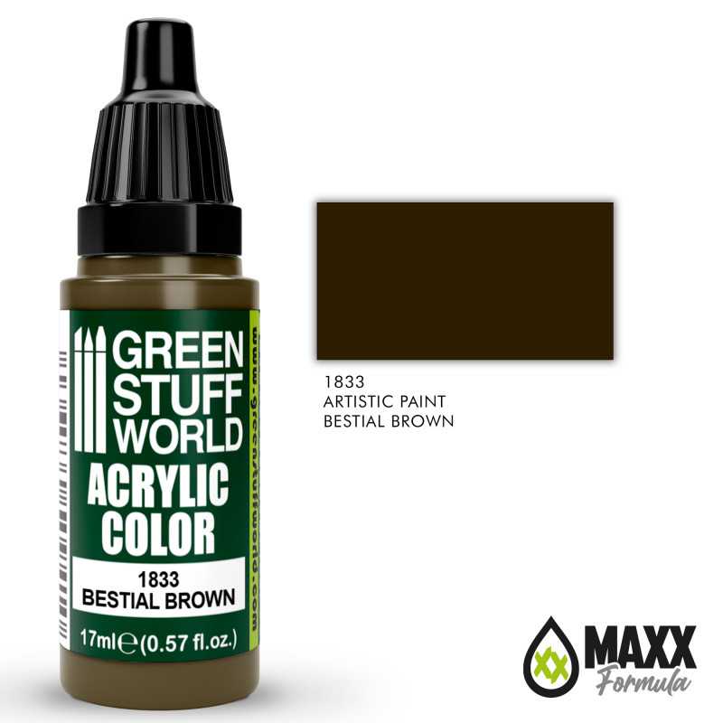 Green Stuff World Acrylic Color Paint - BESTIAL BROWN 17ml