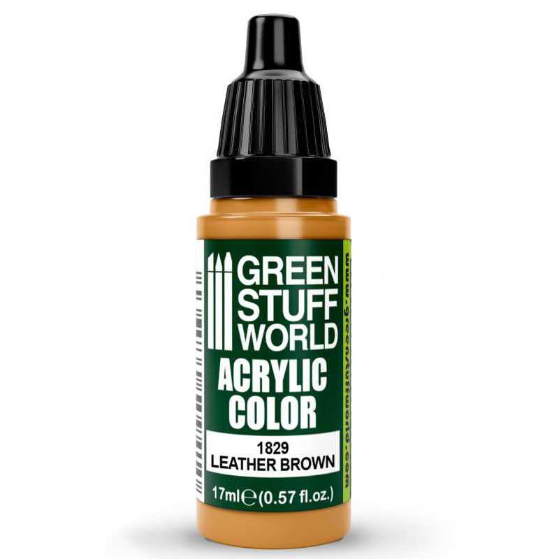 Green Stuff World Acrylic Color Paint - LEATHER BROWN 17ml