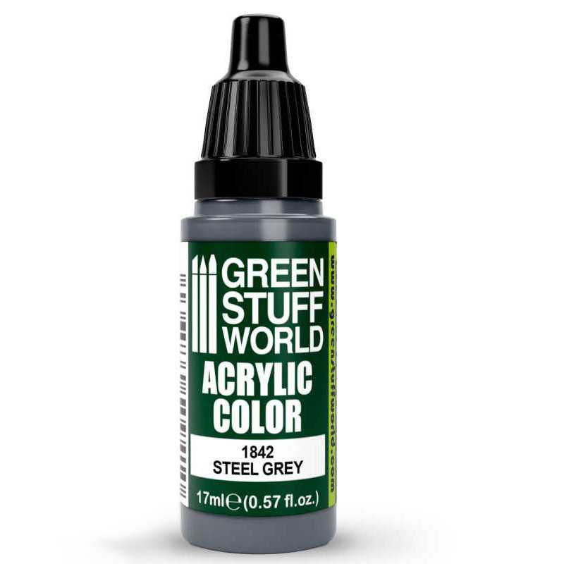 Green Stuff World Acrylic Color Paint - STEEL GREY 17ml