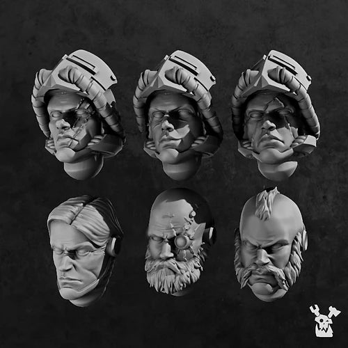 6x Dawn Guard Heads | DakkaDakka | Sci-Fi Grimdark Custom Bitz Wargaming Miniatures 28mm 32mm