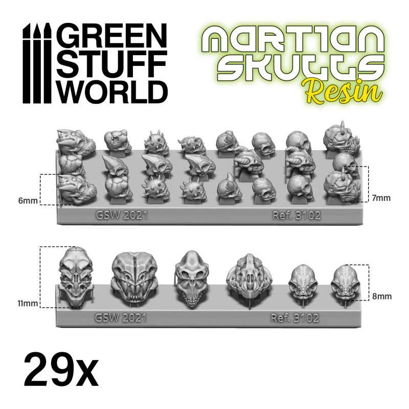 Green Stuff World ALIEN Martian Skulls Resin Set