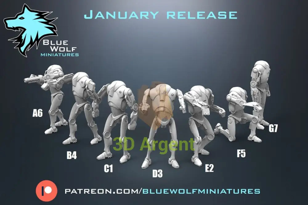 B2 RP Super  Battle Droids Star Wars Legion 3D Printed Resin BlueWolf Miniatures