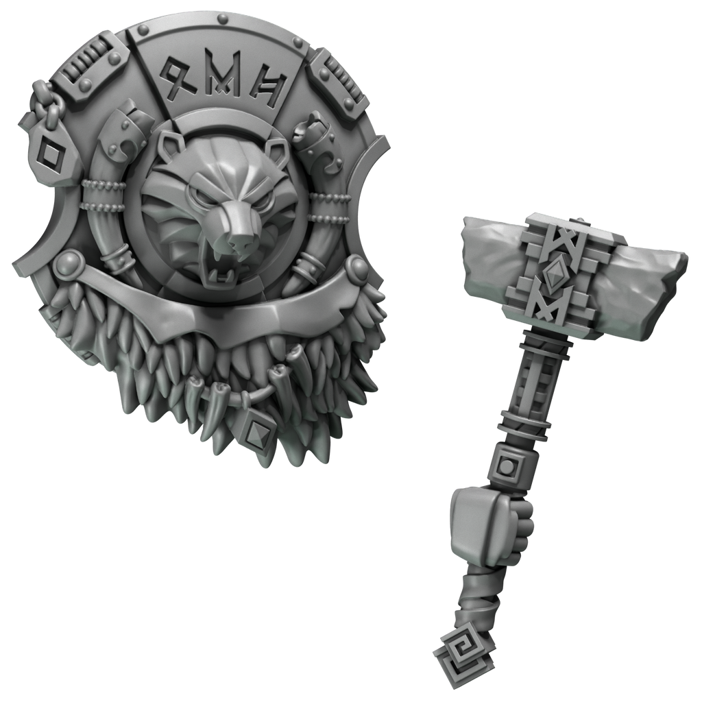 Bear Hammer & Shield Primal Hounds Conversion Bits For 28mm 32mm Sci-fi Space Knights