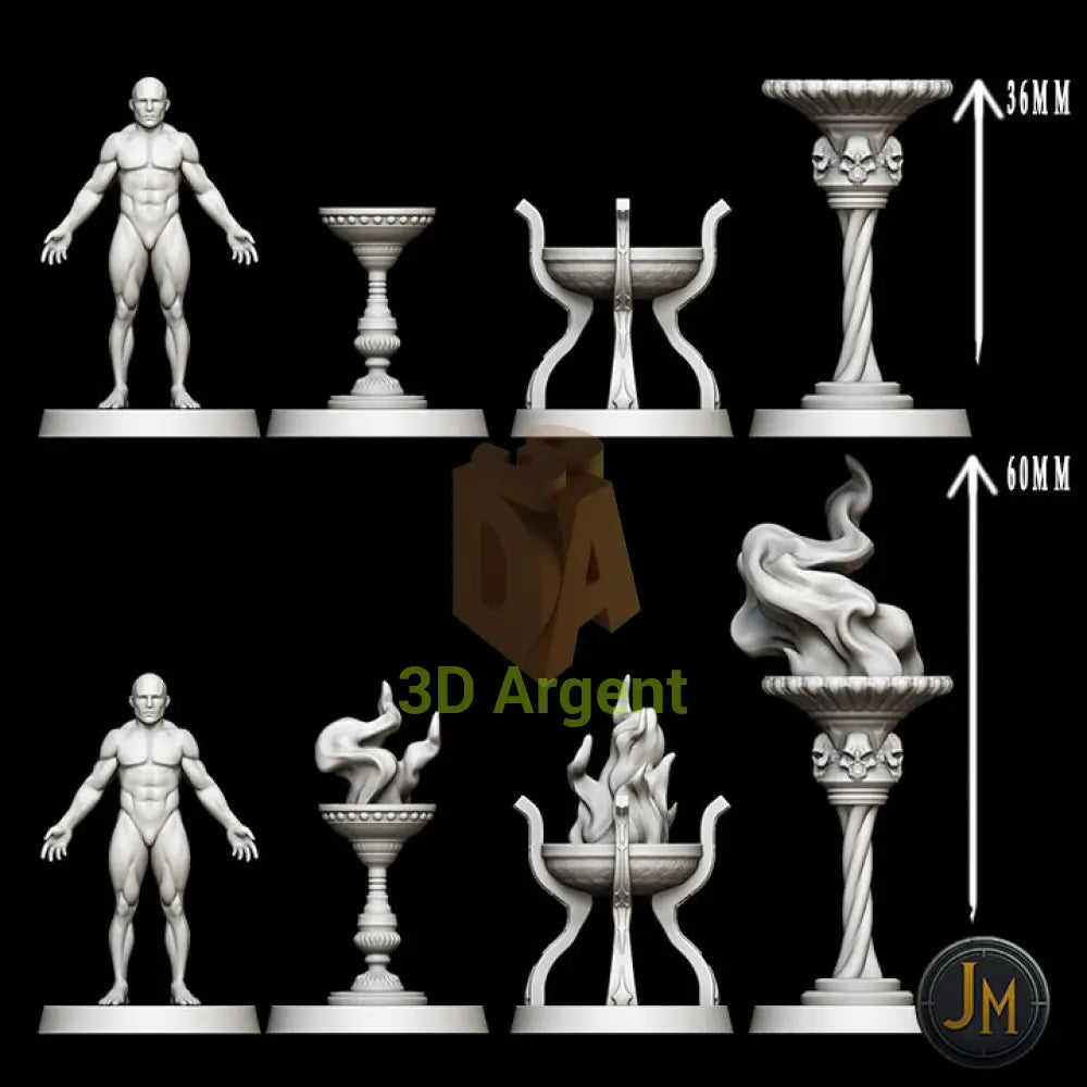 Braziers Terrain 6x - Dungeons and Dragons (D&D), DragonLance, Frostgrave, Fantasy 3D Printed Resin Miniatures (Copy)