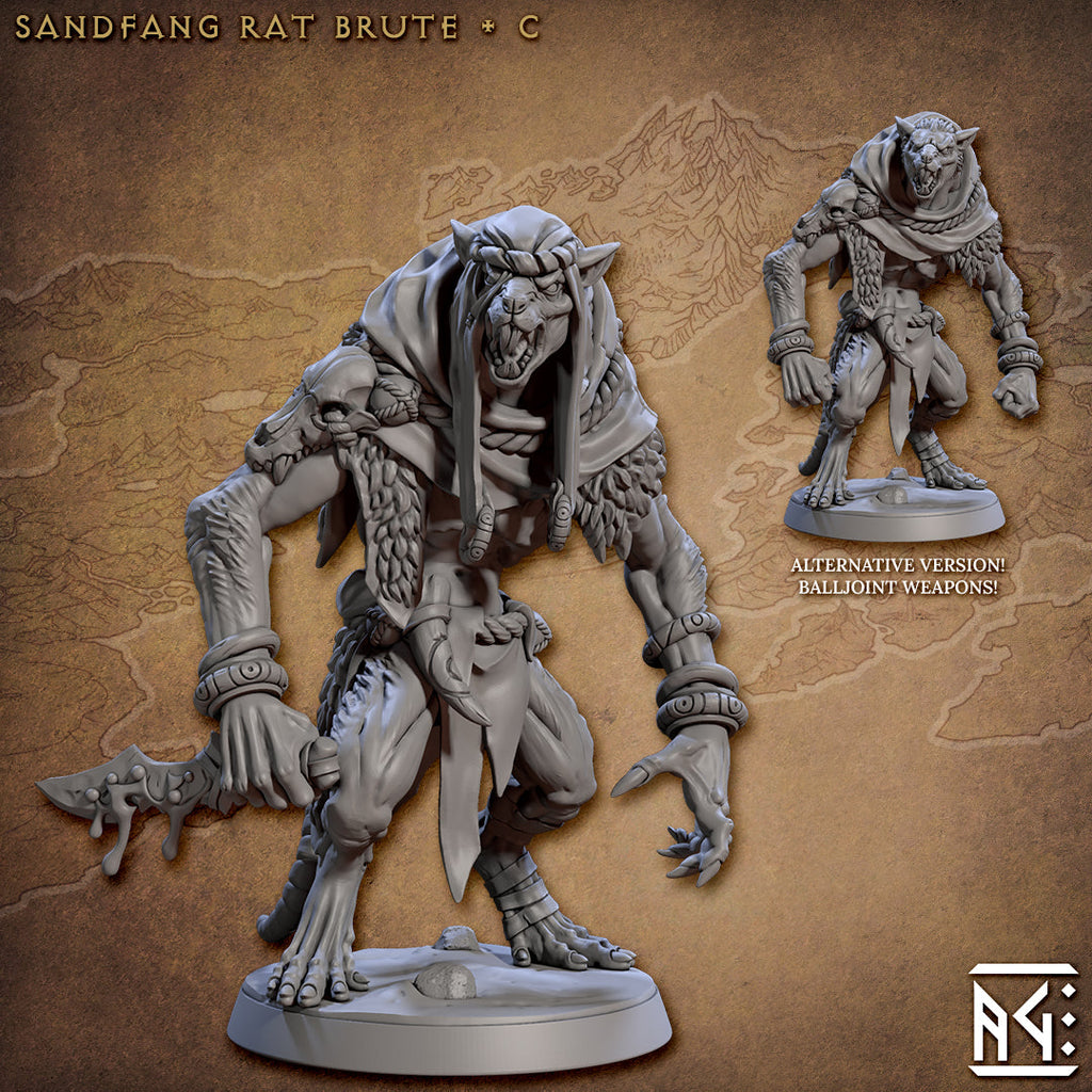 Brute Miniatures | Sandfang Ratkin | Fantasy D&D Miniature | Artisan Guild