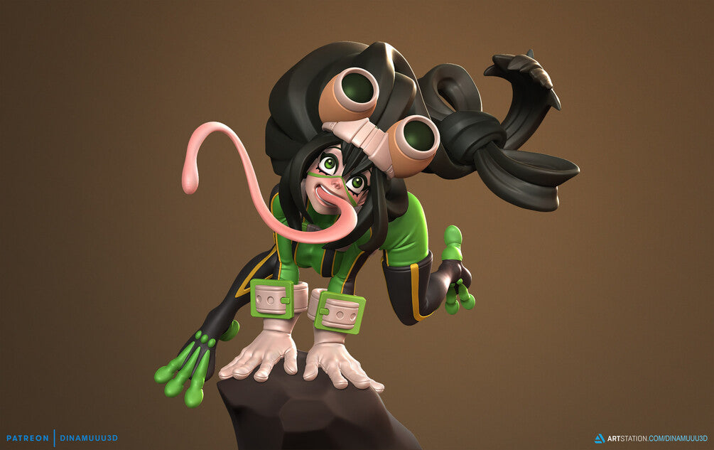 Frog Girl | Pin-Up Statue Fan Art Miniature Unpainted | Dinamuu3D