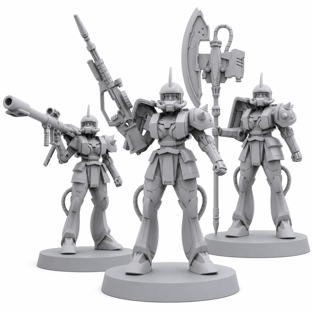 Cyberpunk Anime Armored Lady Kuza Miniatures Set Resin Sci Fi Tabletop RPG Models