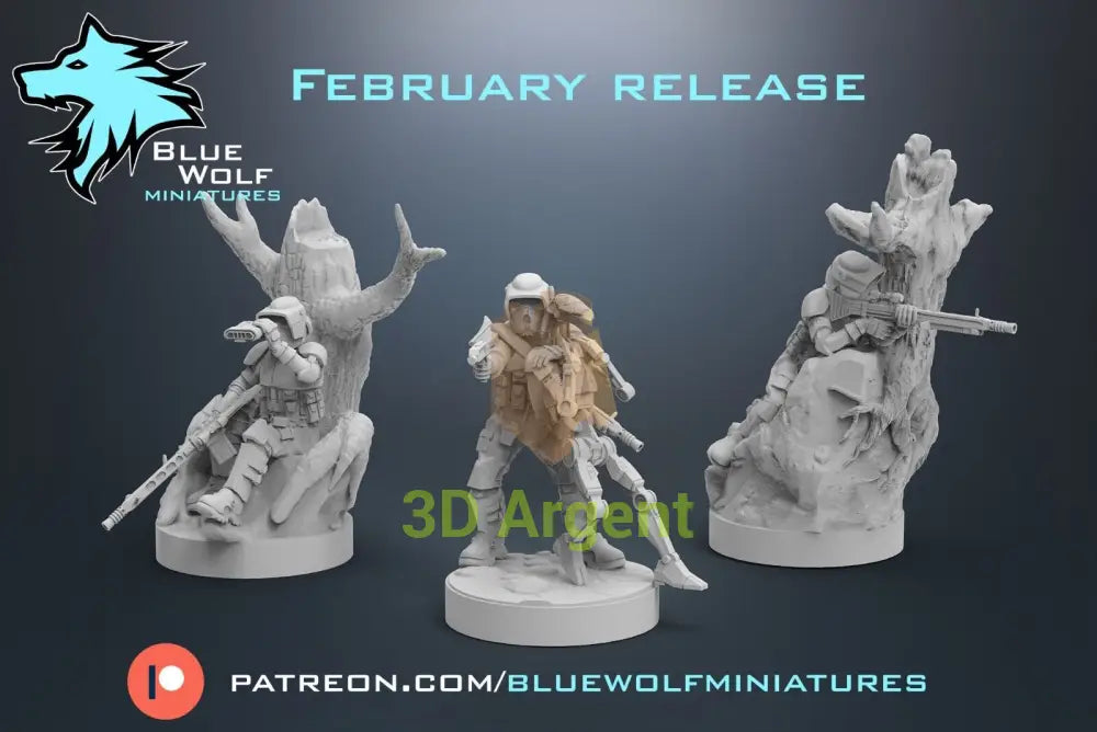 Clone Scout Sniper 3 poses Star Wars Legion 3D Printed Resin BlueWolf Miniatures