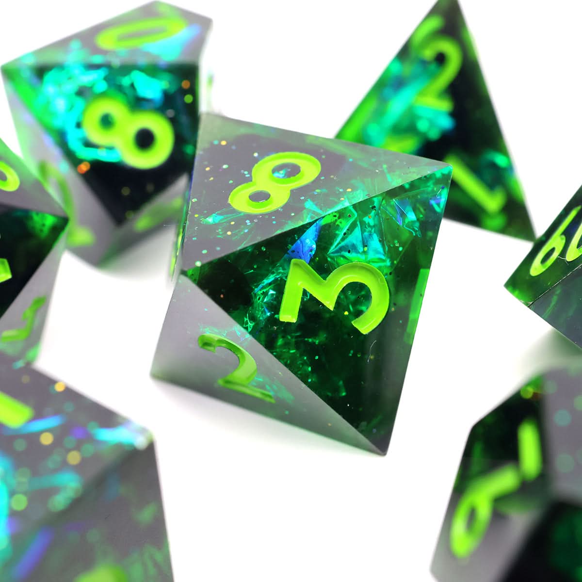 Necrotic Glimmer | Sharp Edge Dice | 7 Piece Set