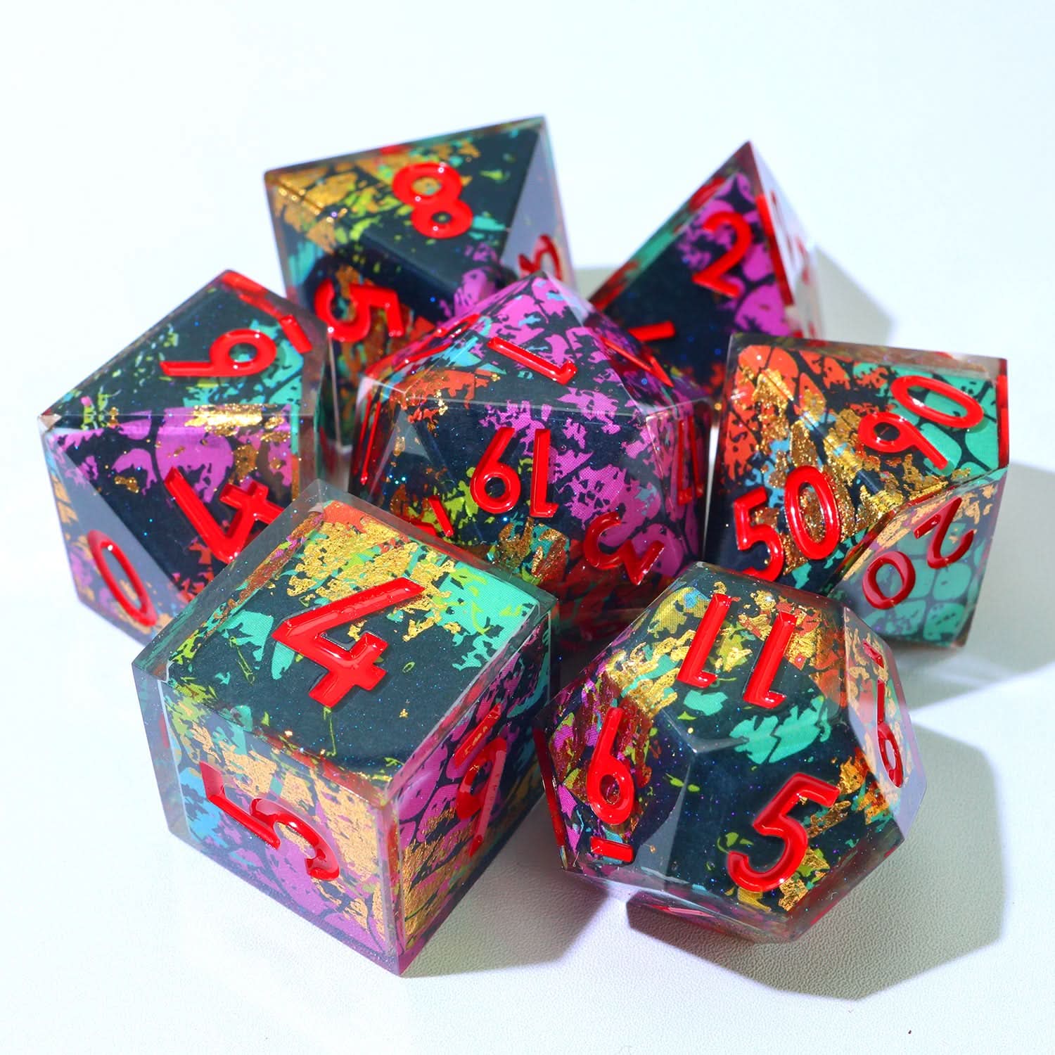 Voltaic Bloom | Art Core Dice | 7 Piece Set