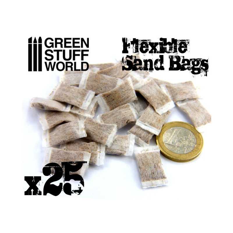 Green Stuff World: Scale Flexible Sand Bags for Dioramas and Scenery x25