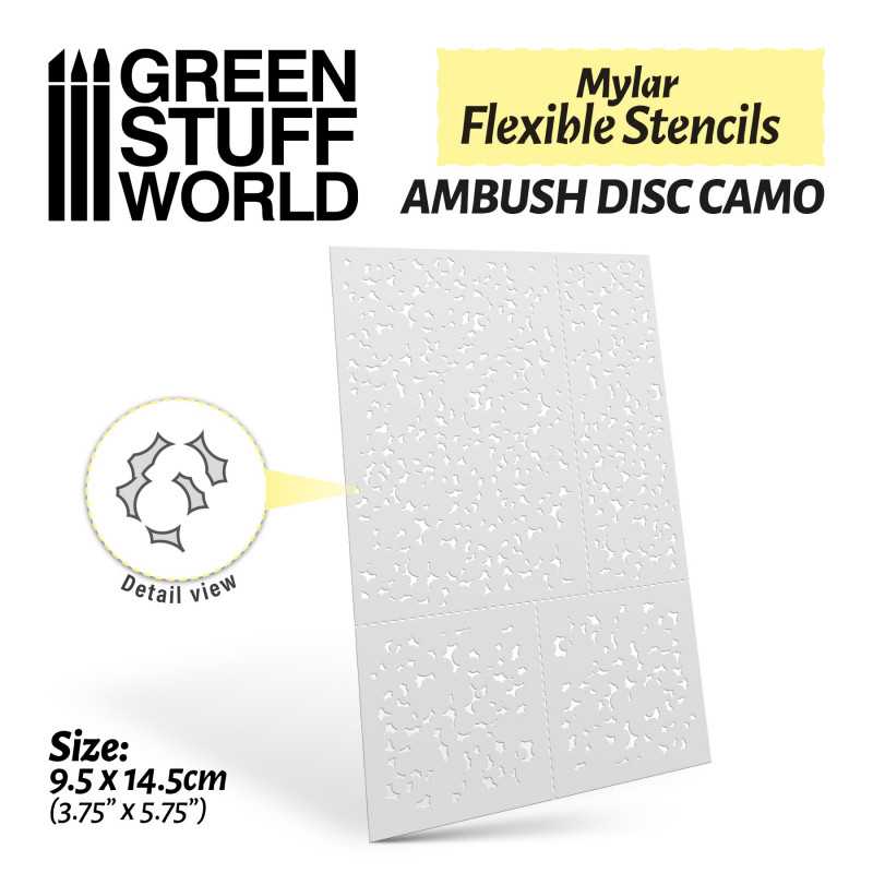 Green Stuff World - Mylar Flexible Stencils AMBUSH DISC CAMO (various sizes)