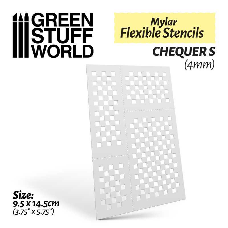 Green Stuff World - Mylar Flexible Stencils CHEQUER Small (4mm)