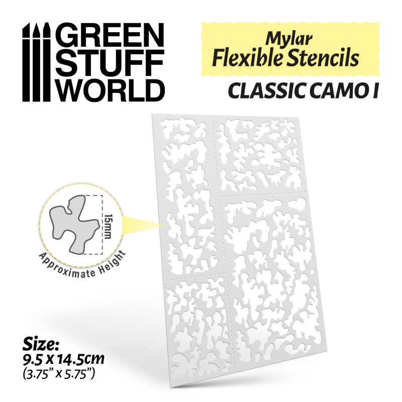 Green Stuff World - Mylar flexible stencils - Classic Camo 1  (15mm)