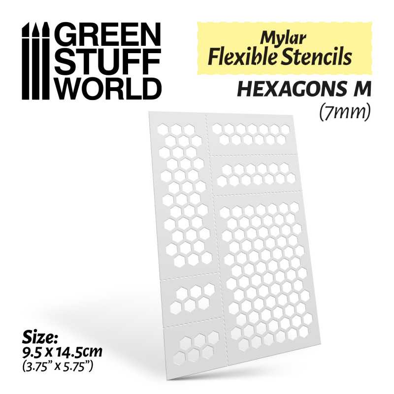 Green Stuff World - Mylar Flexible Stencils HEXAGONS Medium (7mm)