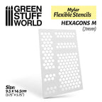 Green Stuff World - Mylar Flexible Stencils HEXAGONS Medium (7mm)