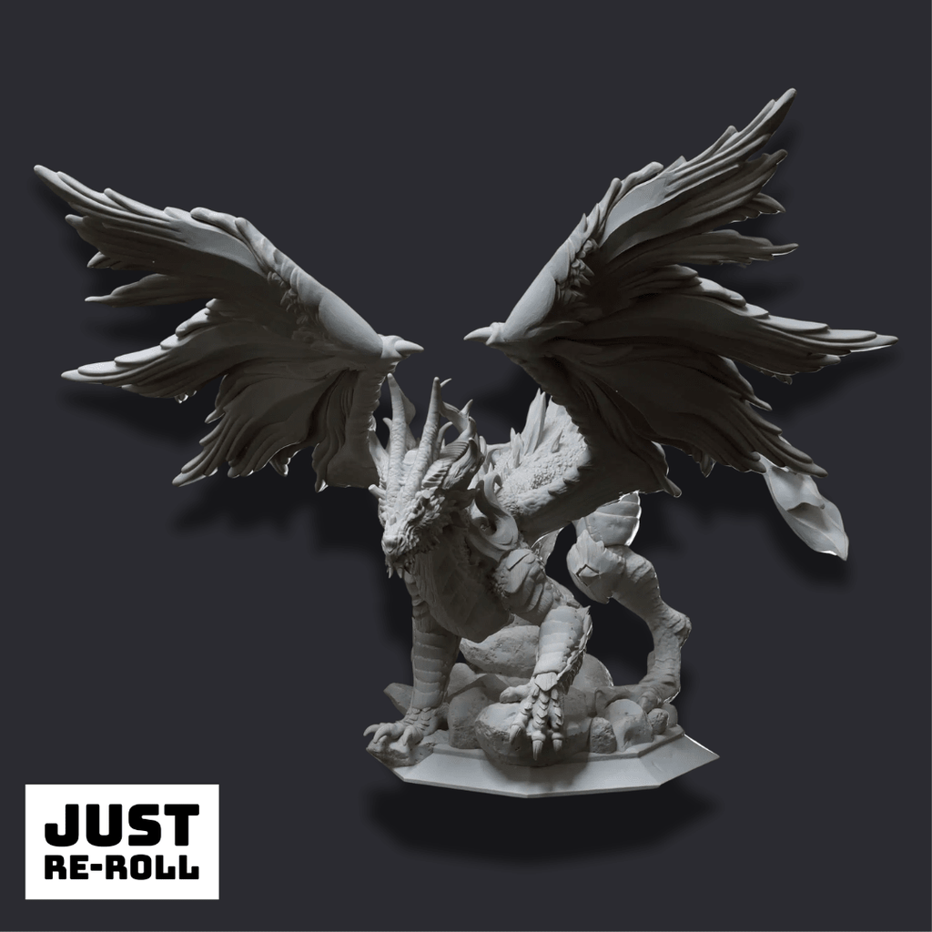 Glanbeli Dragon Miniature – Fantasy Sculpt, Grey Resin, Unpainted Tabletop Gaming Model