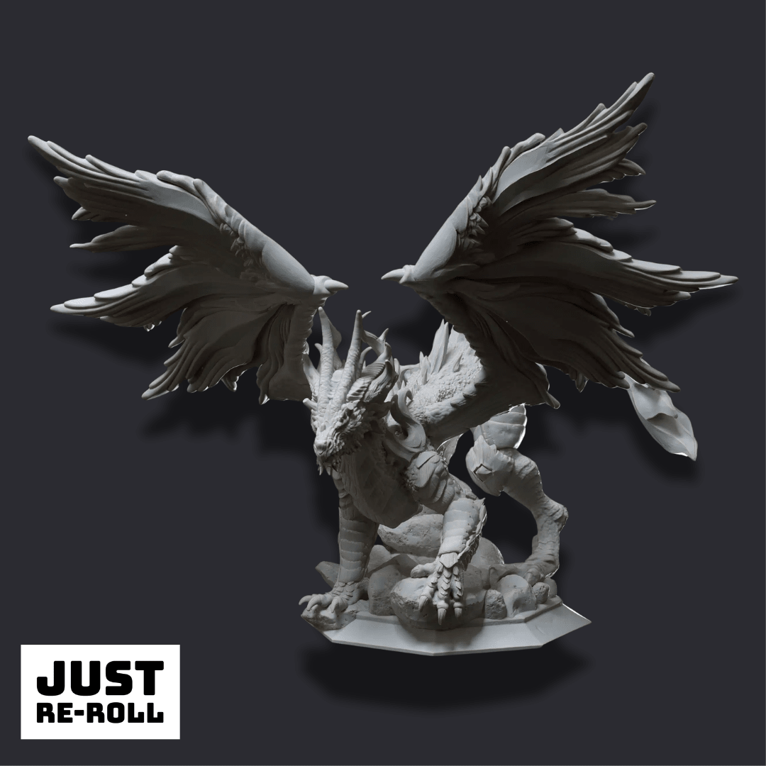 Glanbeli Dragon Miniature – Fantasy Sculpt, Grey Resin, Unpainted Tabletop Gaming Model