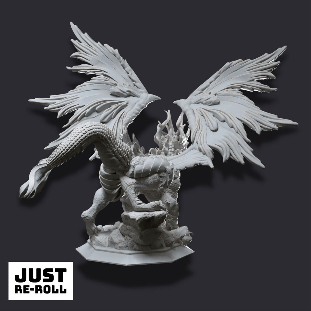 Glanbeli Dragon Miniature – Fantasy Sculpt, Grey Resin, Unpainted Tabletop Gaming Model