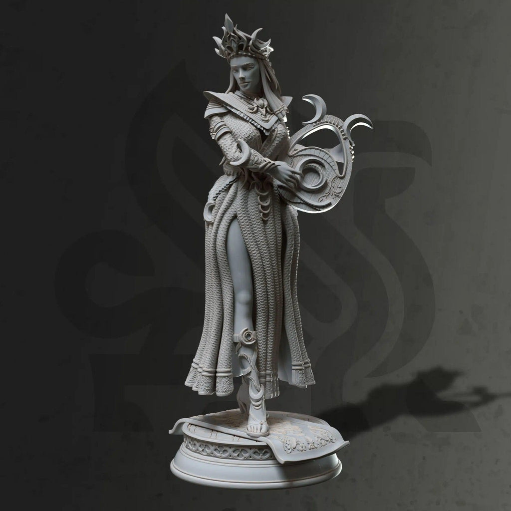 Glanbeli Sorcerer Miniature – First Light, Fantasy Sculpt, Grey Resin (40mm Height)