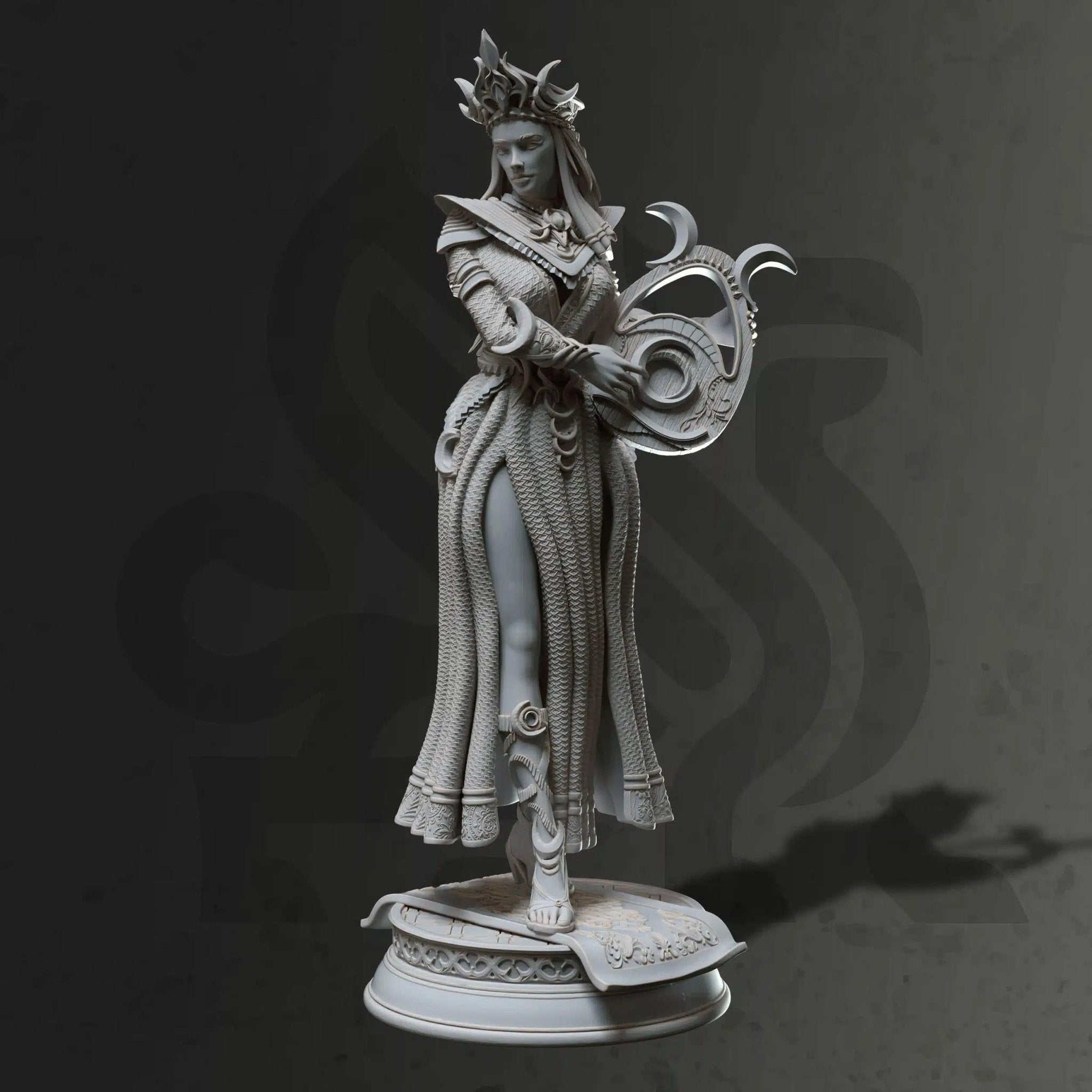 Glanbeli Sorcerer Miniature – First Light, Fantasy Sculpt, Grey Resin (40mm Height)