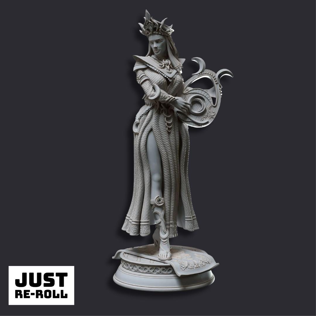 Glanbeli Sorcerer Miniature – First Light, Fantasy Sculpt, Grey Resin (40mm Height)