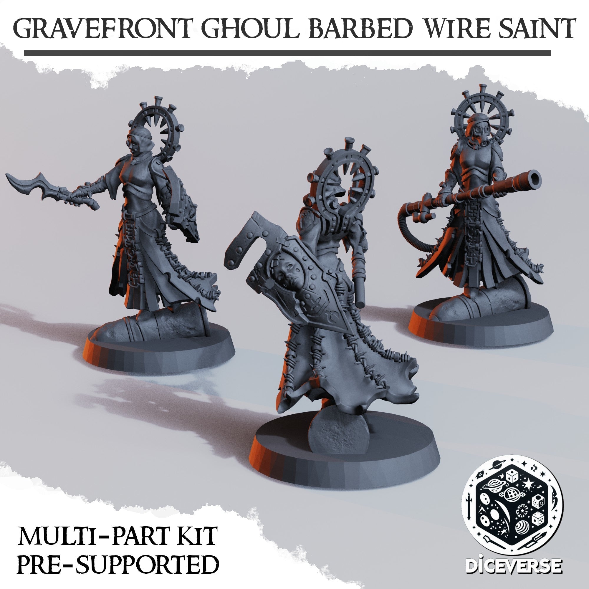 Gravefront Ghoul Barbed Wire Saint Miniatures | Trench Grimdark | Diceverse