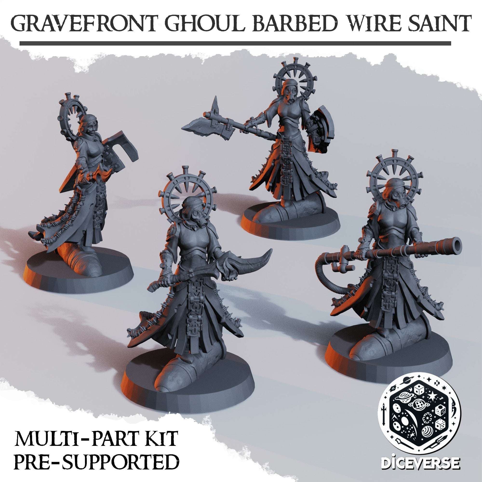 Gravefront Ghoul Barbed Wire Saint Miniatures | Trench Grimdark | Diceverse