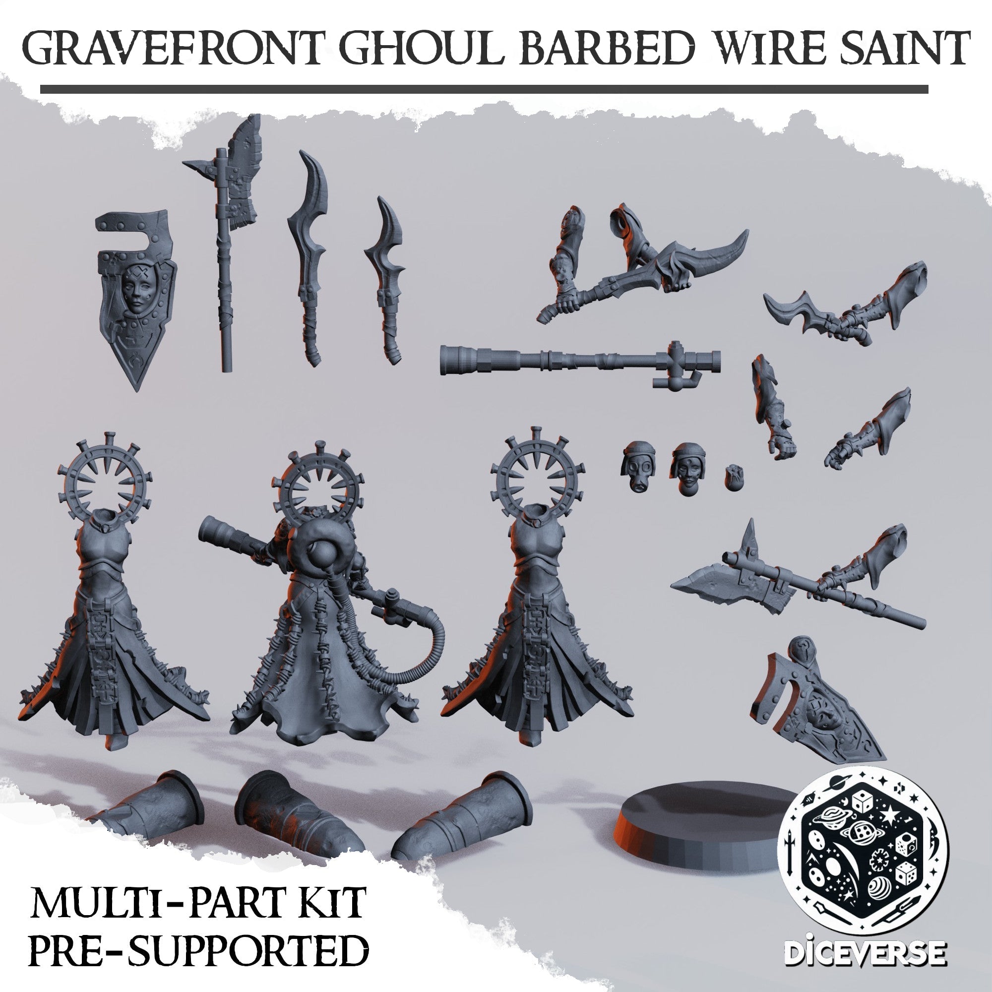 Gravefront Ghoul Barbed Wire Saint Miniatures | Trench Grimdark | Diceverse