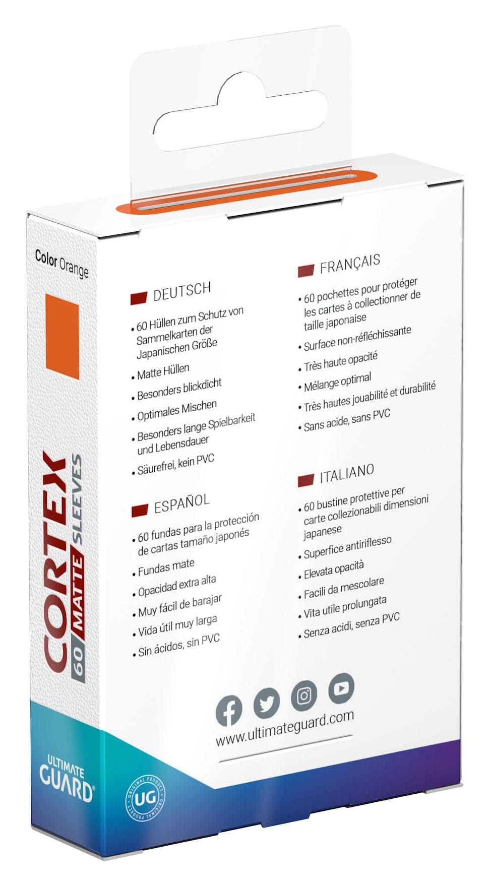 Ultimate Guard Cortex Sleeves Matte Japanese Size (60) - Orange