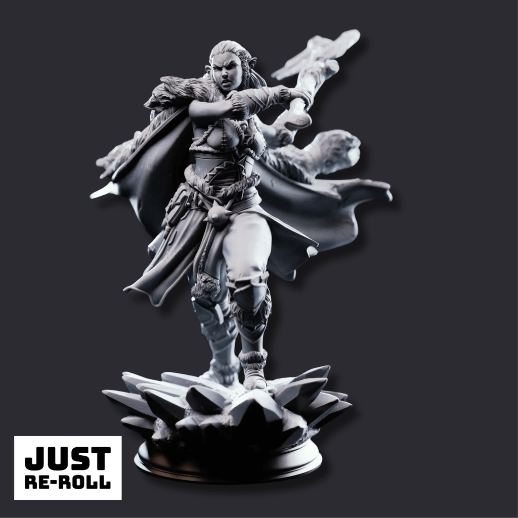Ice Heart Colossal Barbarian Sorcerer - 3D Printed Barbarian Character Miniature