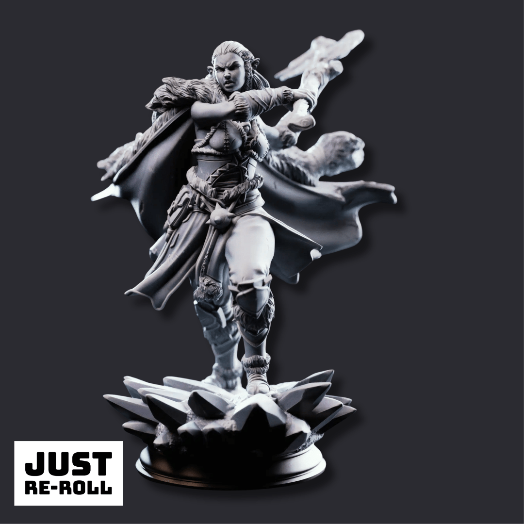 Ice Heart Colossal Barbarian Sorcerer - 3D Printed Barbarian Character Miniature