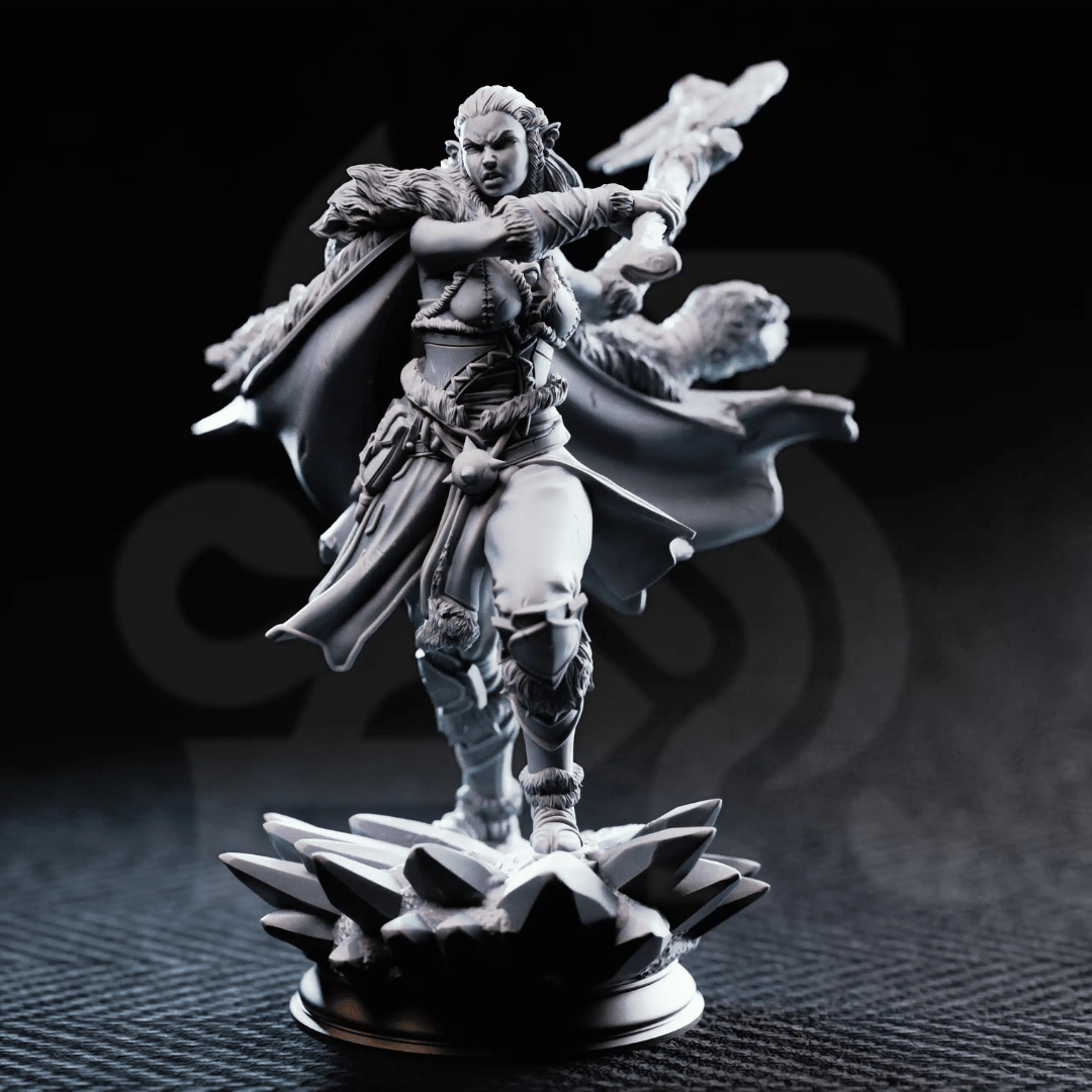 Ice Heart Colossal Barbarian Sorcerer - 3D Printed Barbarian Character Miniature